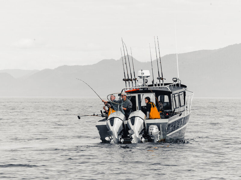 Guests on the boat during a fully guided fishing trip