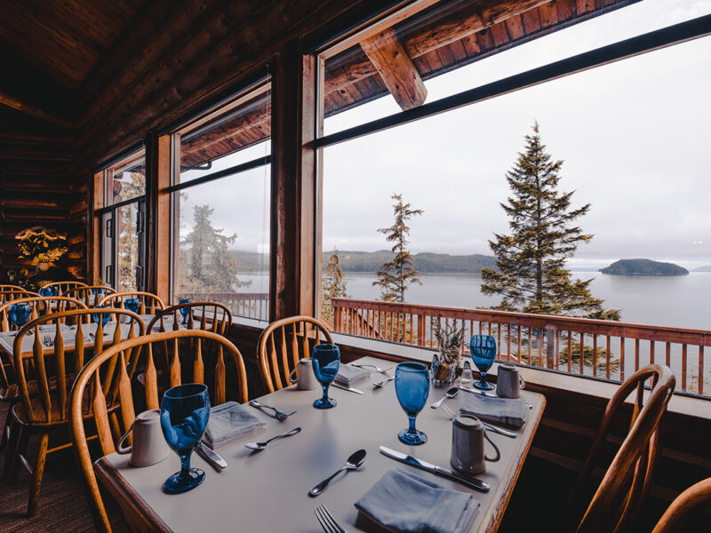 Salmon Falls Restaurant Timbers with a view of the water