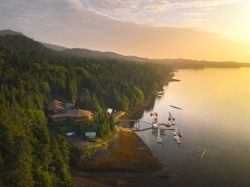 Aerial landscape view of Salmon Falls Resort