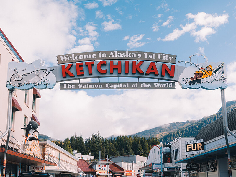 Welcome to Ketchikan Sign in downtown Ketchikan