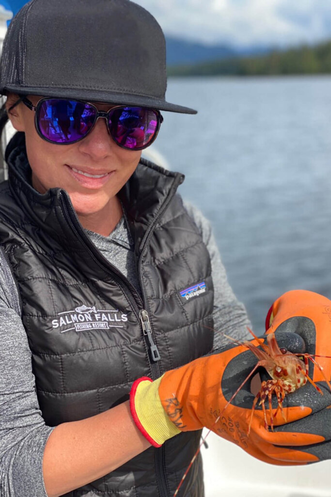 Jennifer Schrader goes shrimping at Salmon Falls Resort